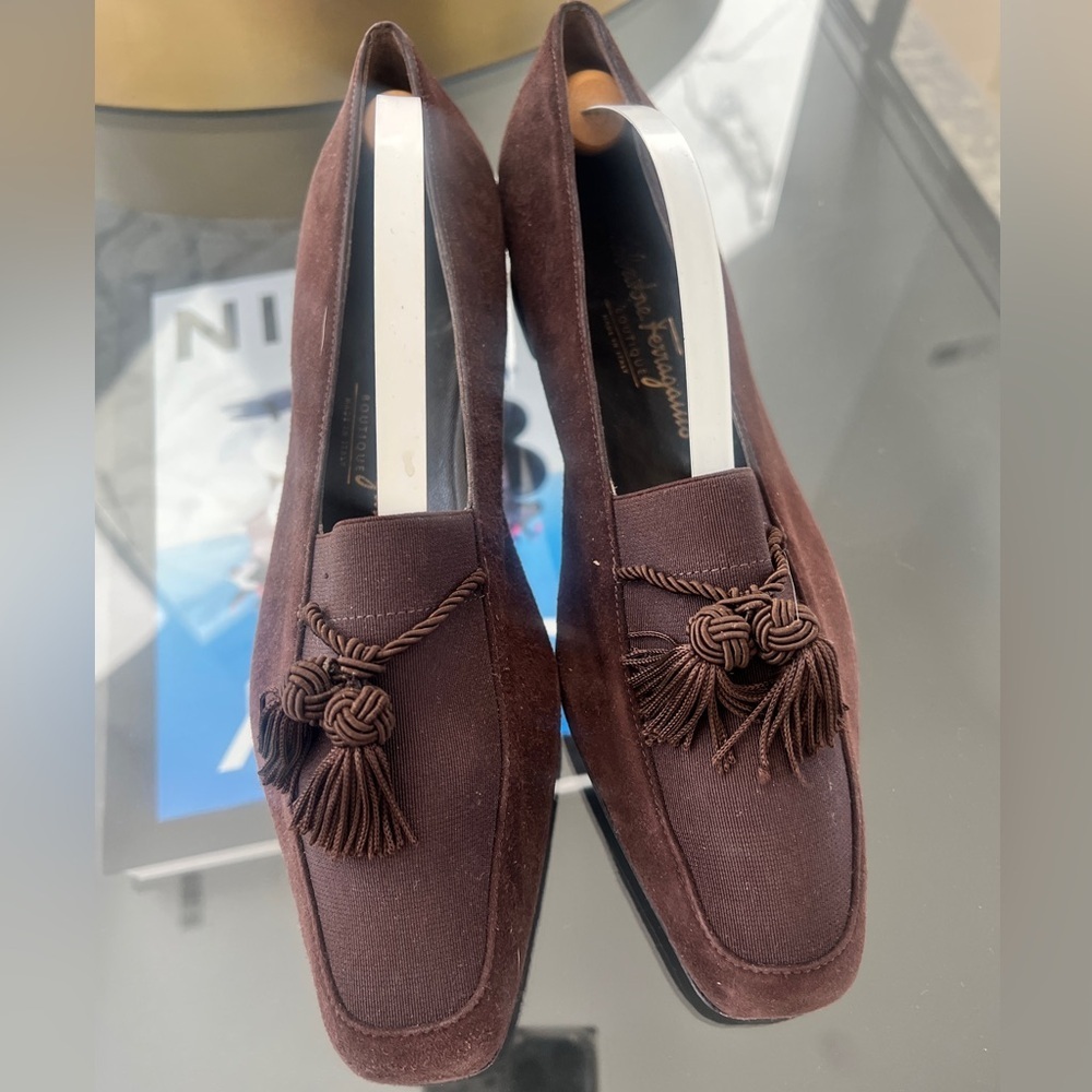 Womens Salvatore Ferragamo Boutique Brown Suede Loafers